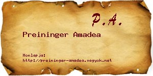 Preininger Amadea névjegykártya